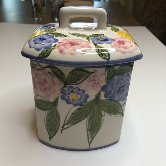 Casafina Hand-Painted & Numbered Floral Covered Small Cannister - Picture 3 of 10